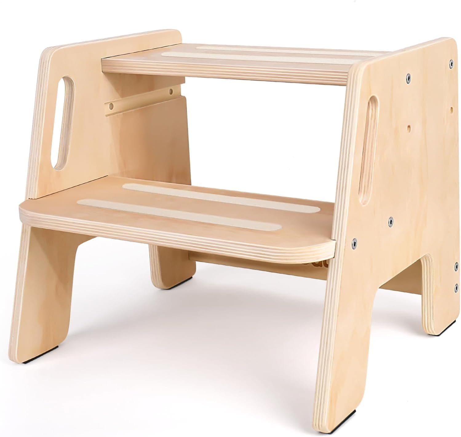 Wooden Height-Adjustable 2-Step Stool for Toddlers