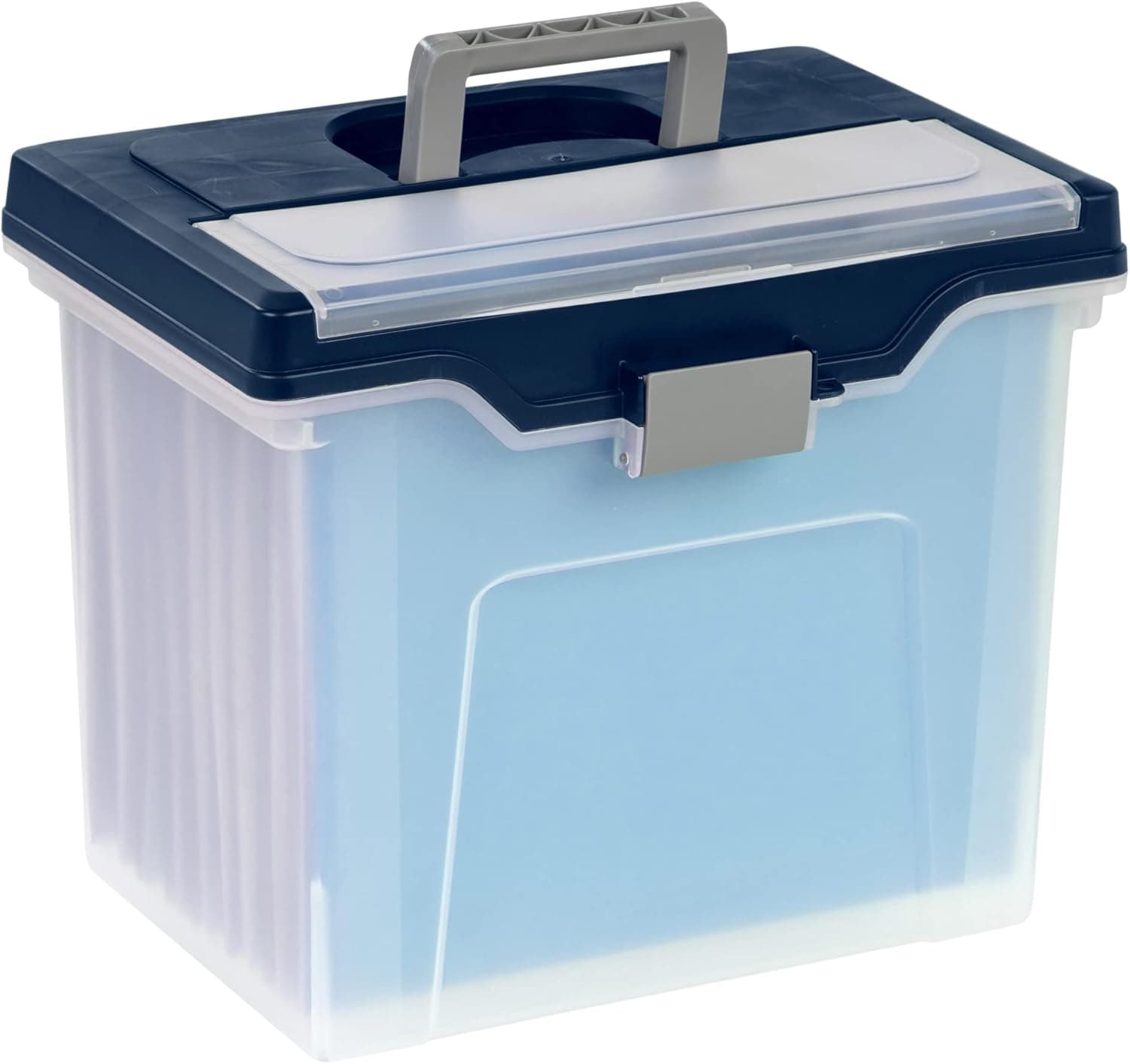 Office Depot Large Mobile File Box (Letter Size, Clear/Blue)