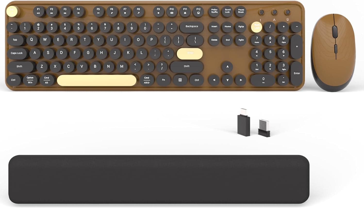 COVEVA Retro Wireless Keyboard & Mouse Combo (Coffee)